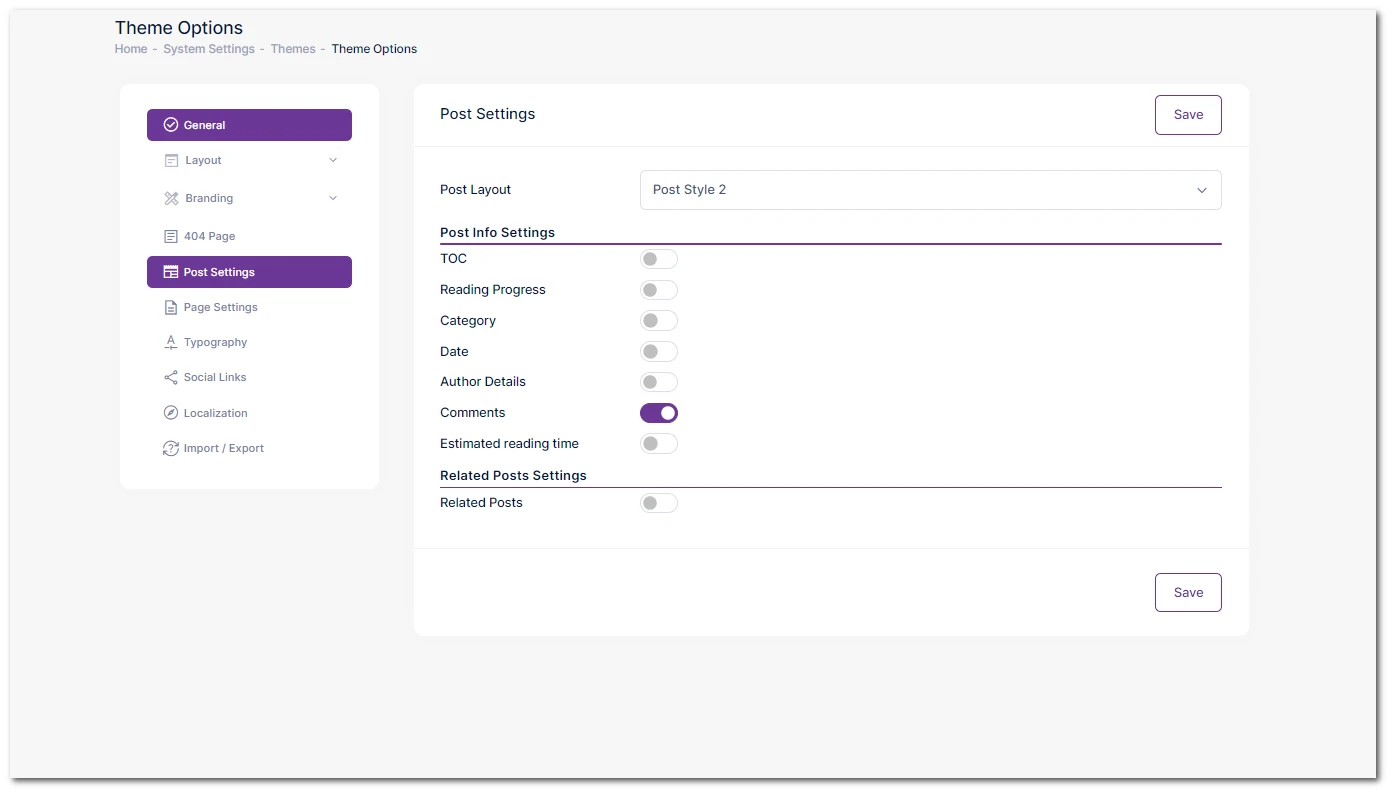 post comment settings